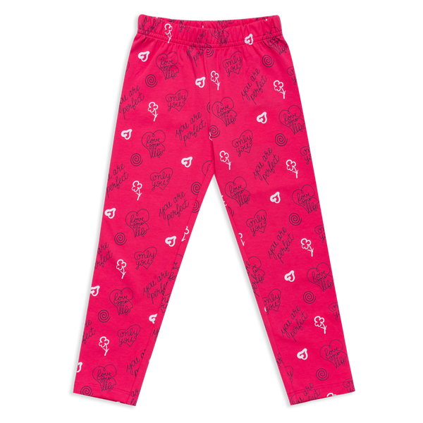 Girl's All Over Print Leggings - Berry Pink