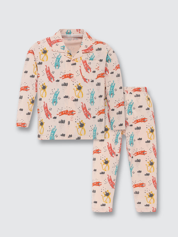 Boys Full Sleeve Pyjama Set -Water Peach