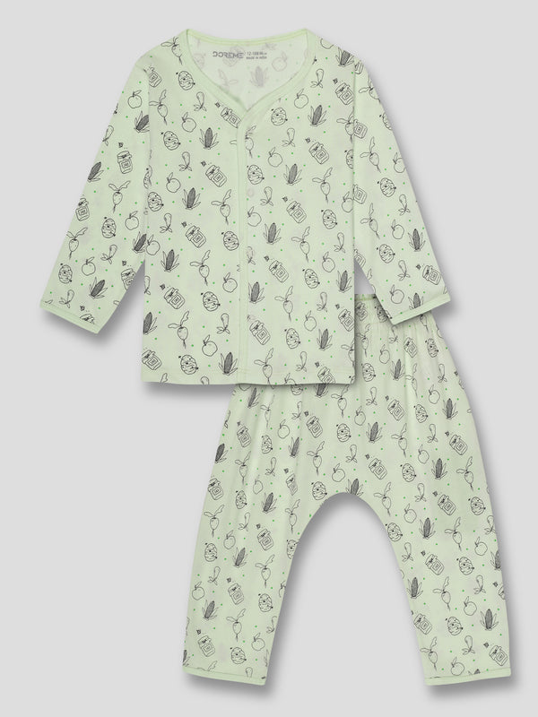 Boys Front Open Pyjama Set - Mint Green