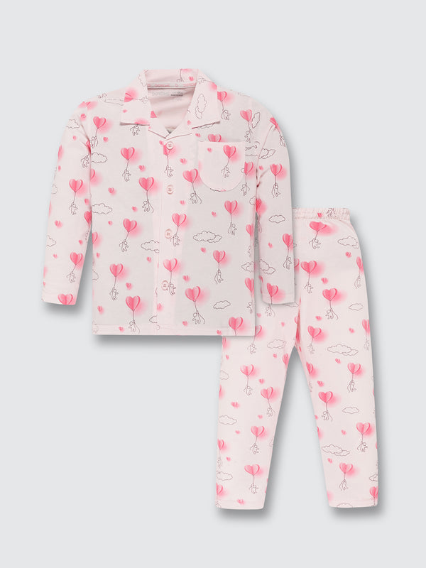 Boys Full Sleeve Pyjama Set -Water Pink