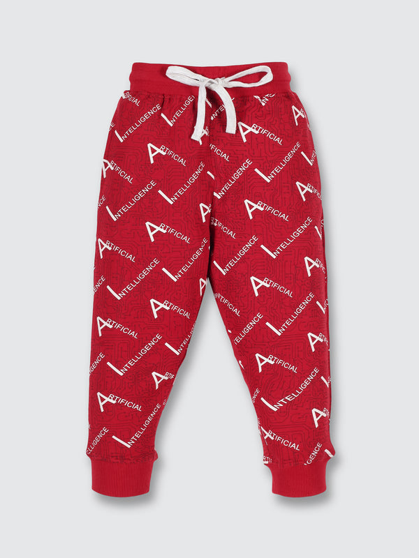 Boys All Over Print Joggers - Bold Red