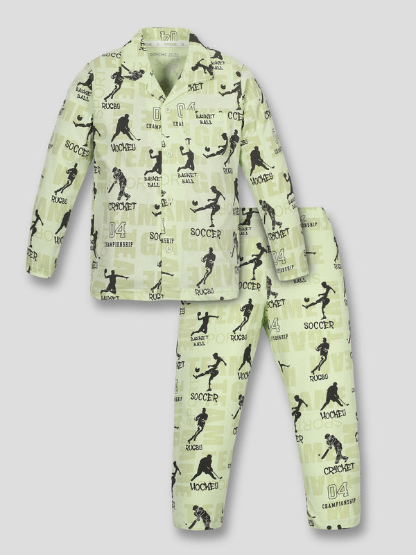 Boys Pyjama Set - Cricket Green