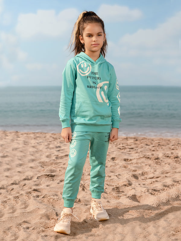 Girls Printed Co Ords - Blue Green