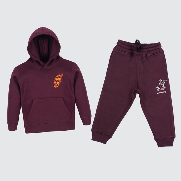 Boys Printed Co Ords - Wine