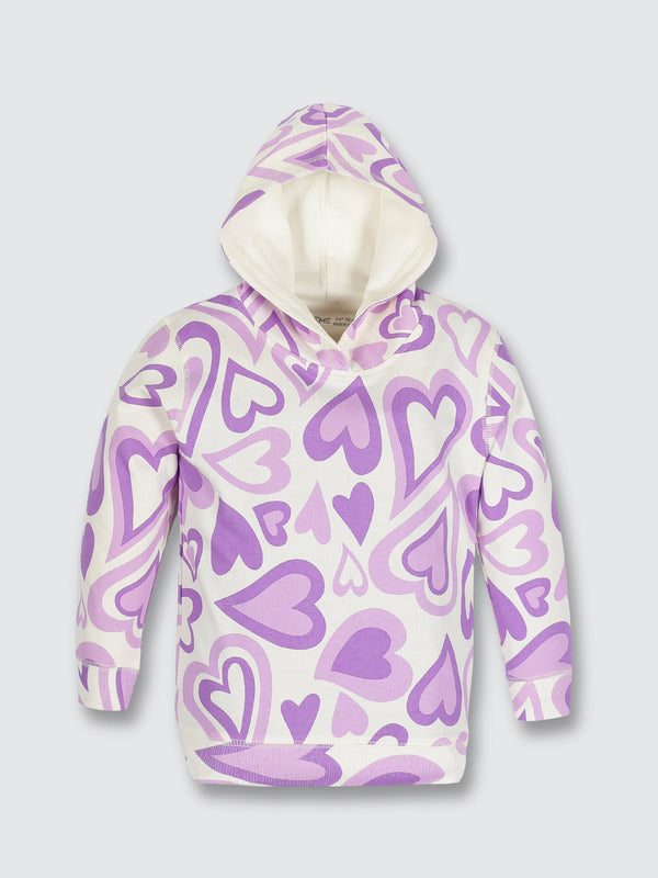 Girls Hoodie Tops -Purple/White