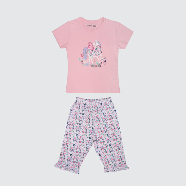 Girls Capri Set - Dream Pink/white