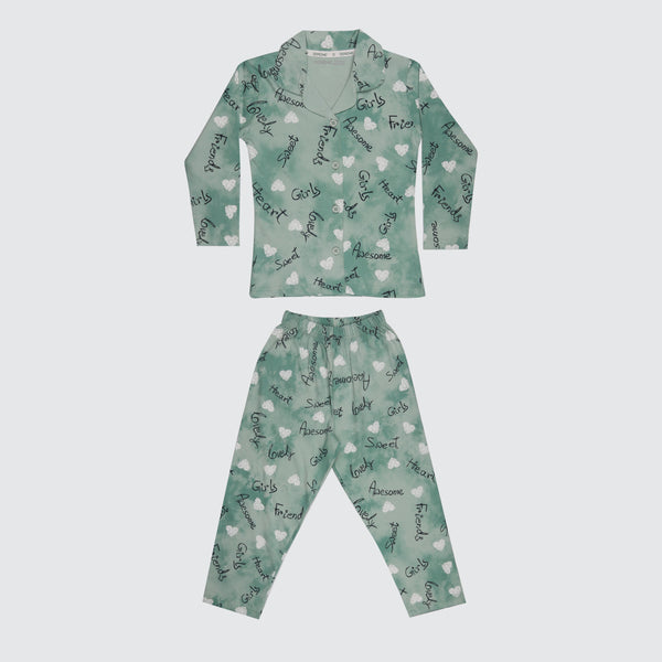 Girls Pyjama Set -  Moss Green