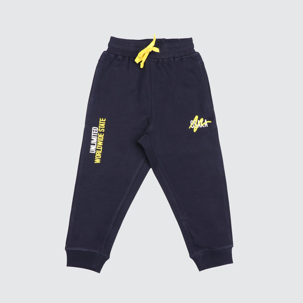 Boys Printed Joggers - Space Navy