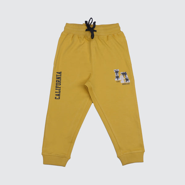 Boys Printed Joggers - Ocher