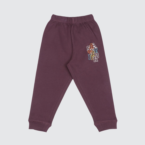 Boys Printed S/J Joggers - Wine