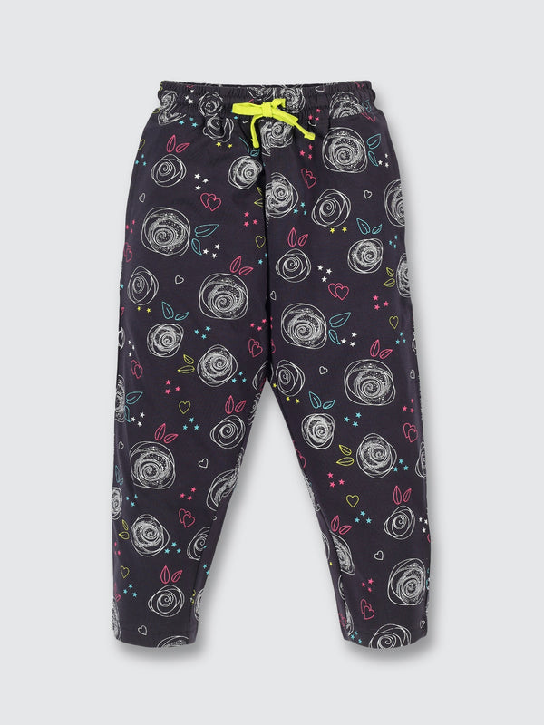 Girls Printed  Trousers - Rhino Grey