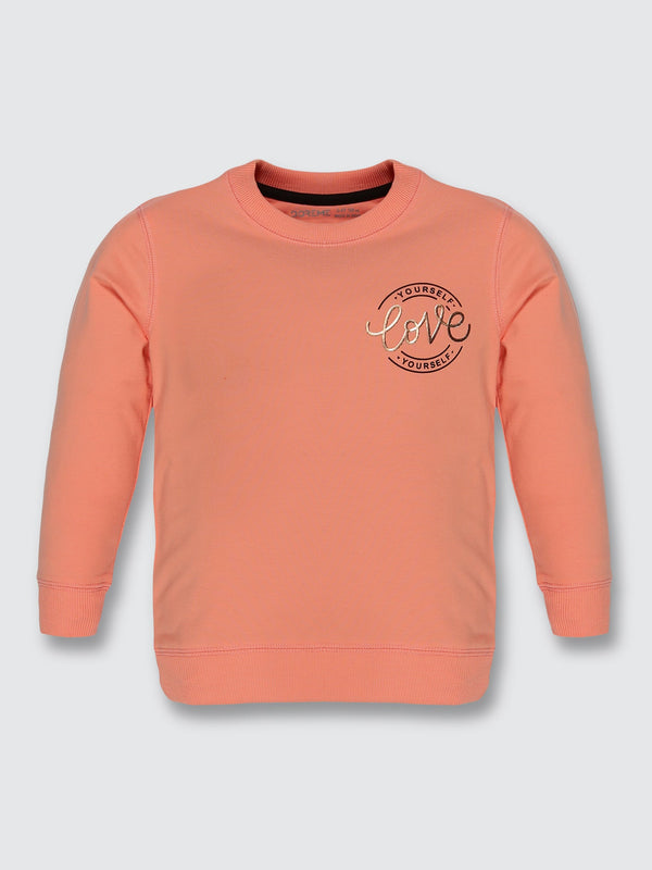 Girls Lycra Brushed Sweatshirt - Soch Peach