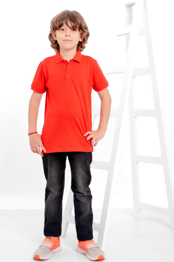 Boys Polo T-shirt - Tart Red